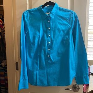 Beautiful JCrew 100%cotton popover in turquoise blue